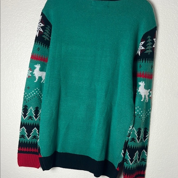Festive Llama Christmas Sweater - Green - Picture 12 of 13